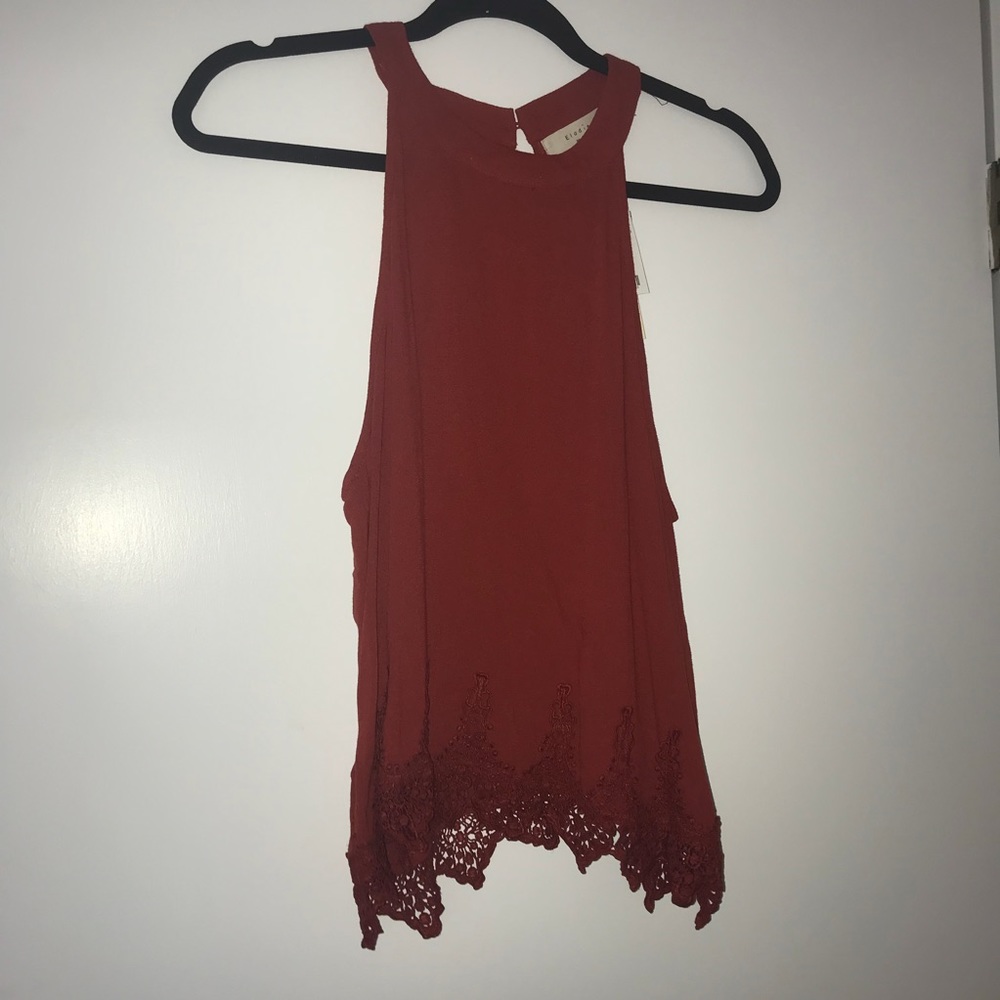 High Neck Red Tank Top